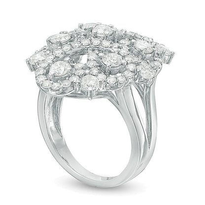 2.5 CT. Gesamtgewicht Diamant Fashion-Ring mit Filigran-Wirbel in 14K Weißgold