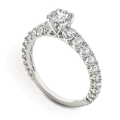 1.0 ct. Gesamtgewicht Diamant-Verlobungsring als Solitär mit seitlichem Besatz in 14K Weißgold