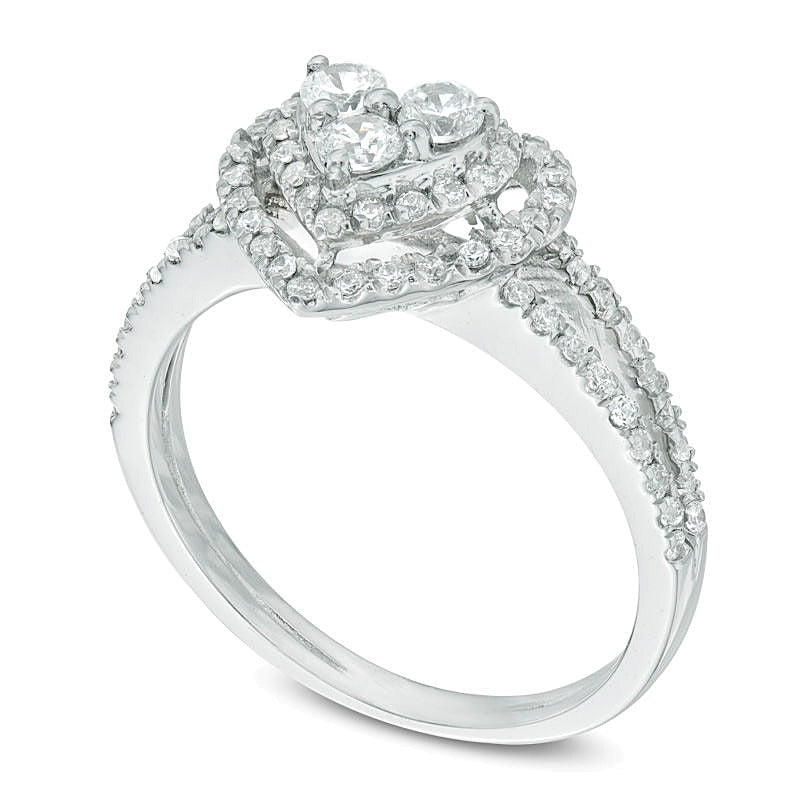 0.5 ct. Gesamtgewicht Diamant Herz-Ring in 10K Weißgold