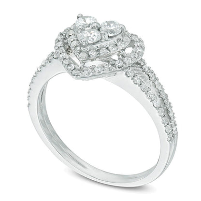0.5 ct. Gesamtgewicht Diamant Herz-Ring in 10K Weißgold