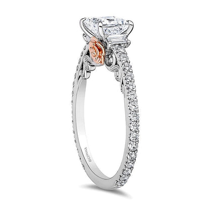 Dreistein-Verlobungsring mit Labordiamanten im Princess- und Baguette-Schliff, 1.5 ct. Gesamtgewicht, in 14K Weißgold für Damen