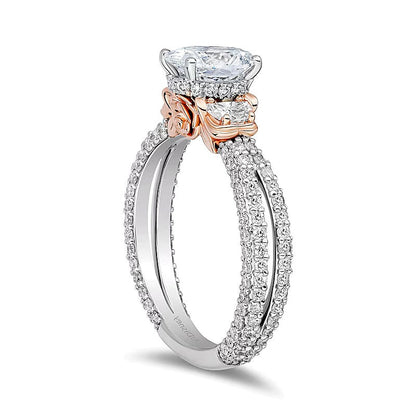 2,25 ct. Gesamtgewicht Solitär mit seitlichem Besatz Verlobungsring mit ovalem Labordiamant in 14K Bicolor-Gold