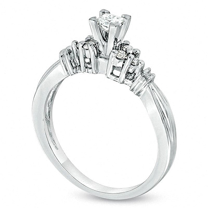 0,25 ct. Gesamtgewicht Freundschaftsring mit Diamanten im Princess- und Rundschliff in 14K Weißgold