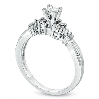 0,25 ct. Gesamtgewicht Freundschaftsring mit Diamanten im Princess- und Rundschliff in 14K Weißgold