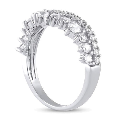 1.0 ct. Gesamtgewicht Diamant Ring zweireihig konturiert in 14K Weißgold