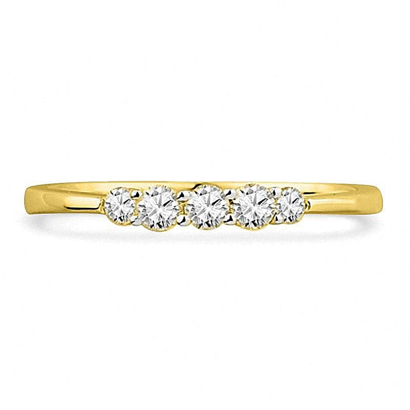 Ehering mit 0,25 ct. Gesamtgewicht Diamanten, fünf Steine, rund, in 10K Gelbgold