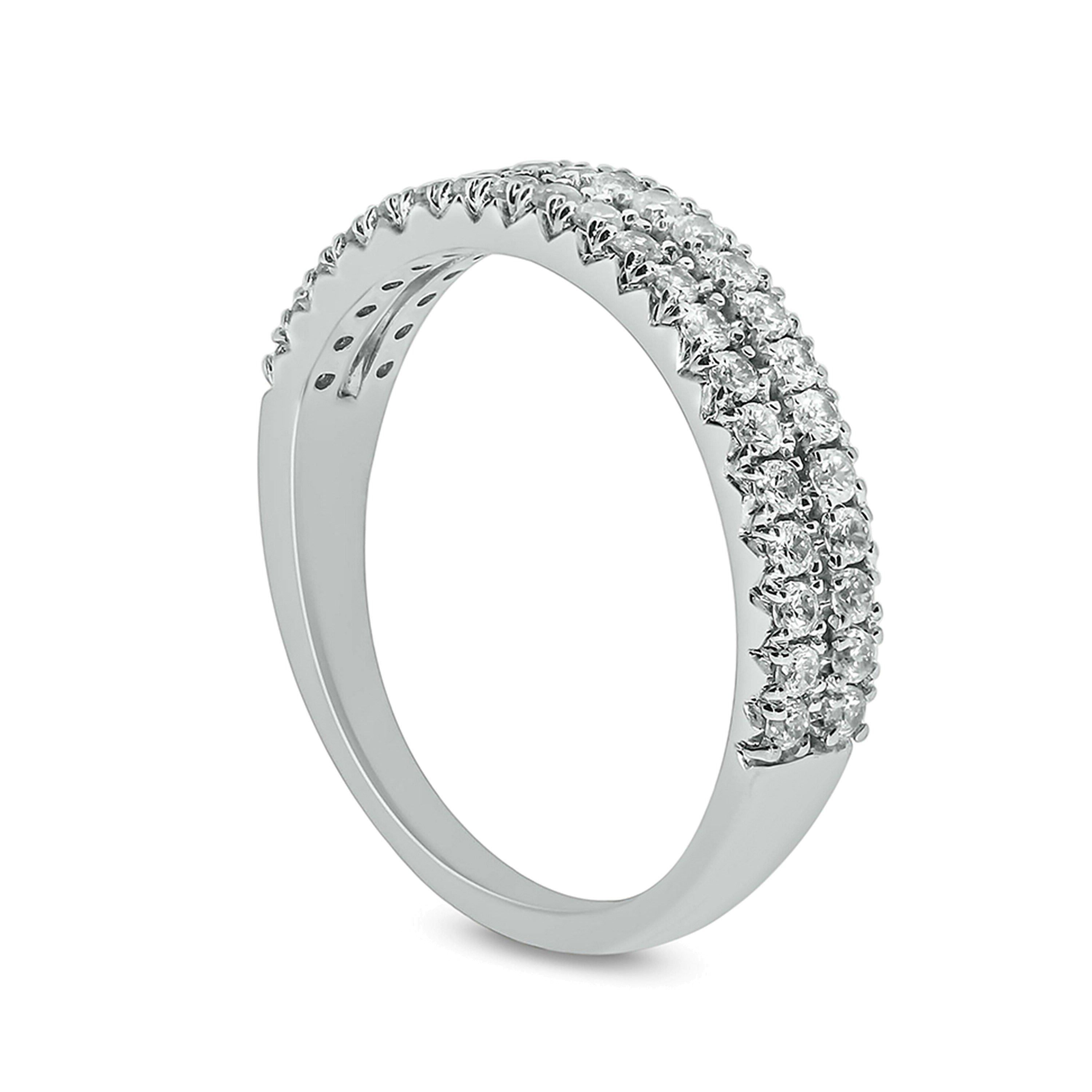 0.5 ct. Gesamtgewicht Diamant Memoire-Ring zweireihig in 10K Weißgold