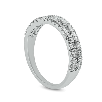 0.5 ct. Gesamtgewicht Diamant Memoire-Ring zweireihig in 10K Weißgold