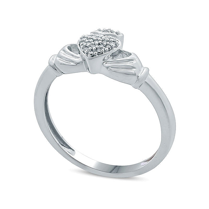 Claddagh-Freundschaftsring mit Diamanten in 10K Weißgold