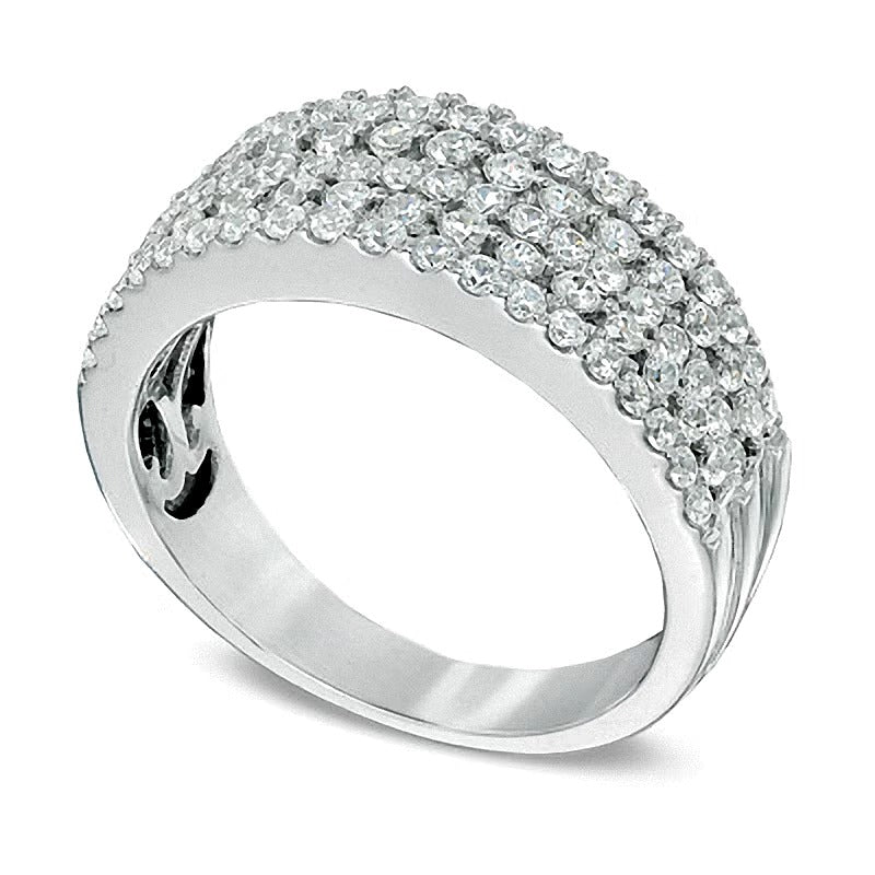 Memoire-Ring mit Diamanten, fünfreihig, 1.0 CT. Gesamtgewicht, in 14K Weißgold (I/SI2)