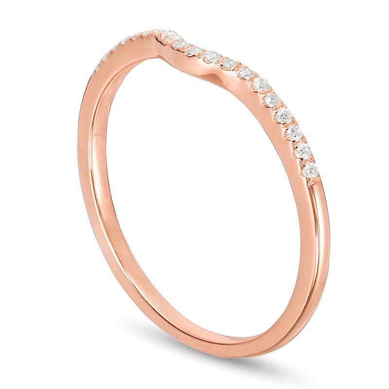 0.1 ct. Gesamtgewicht Diamant Konturen-Ehering in 10K Roségold