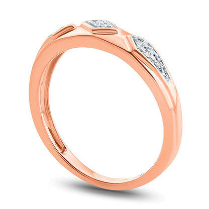 Ehering mit Diamant-Besatz im geometrischen Retro-Stil in 10K Roségold