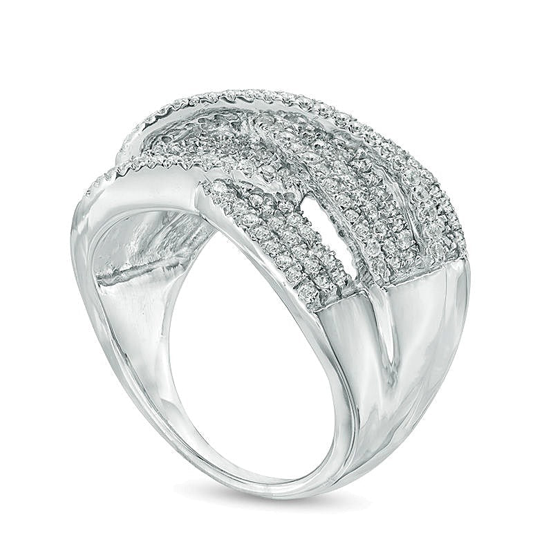 1.0 CT. Gesamtgewicht Diamant Ring dreireihig geflochten in 10K Weißgold
