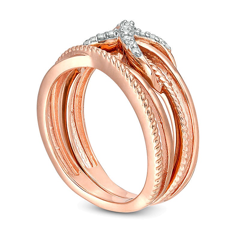 0.1 ct. Gesamtgewicht Diamant Infinity Crossover Stackable Ring-Set (2-teilig) aus 14K Roségold auf Sterlingsilber