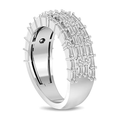 1.0 CT. TW Ring mit Diamanten im Baguette-Schliff mehrreihig quer in 14K Weißgold