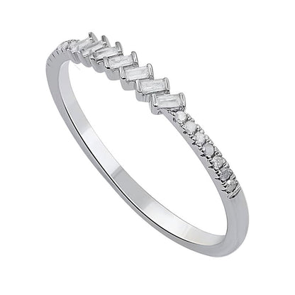 0.1 ct. Gesamtgewicht Baguette-Diamant Zickzack-Ring in 10K Weißgold