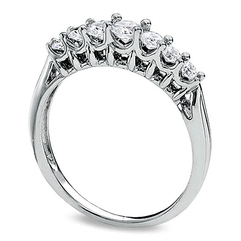 0.33 ct. Gesamtgewicht Diamant Ehering mit sieben Steinen in 10K Weißgold