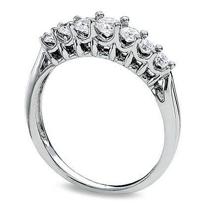 0.33 ct. Gesamtgewicht Diamant Ehering mit sieben Steinen in 10K Weißgold