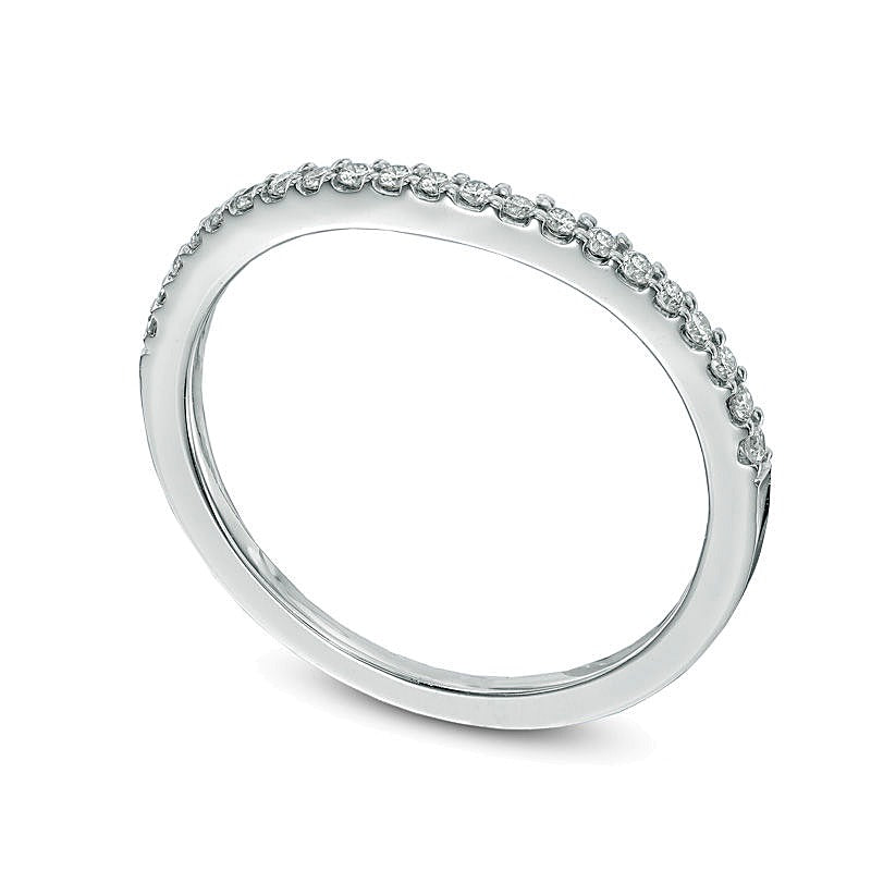 0,13 ct. Gesamtgewicht Diamant Konturen-Ehering in 14K Weißgold