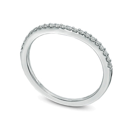 0,13 ct. Gesamtgewicht Diamant Konturen-Ehering in 14K Weißgold