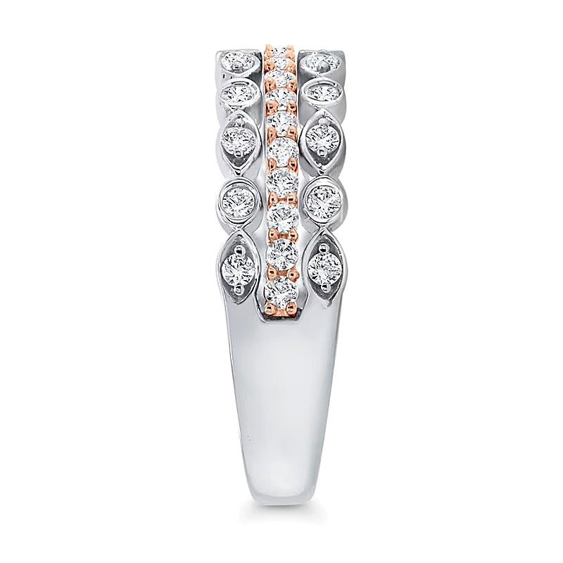 0.5 ct. Gesamtgewicht Diamant Art-Déco Fashion-Ring mehrreihig gestapelt in 10K Two-Tone Gold