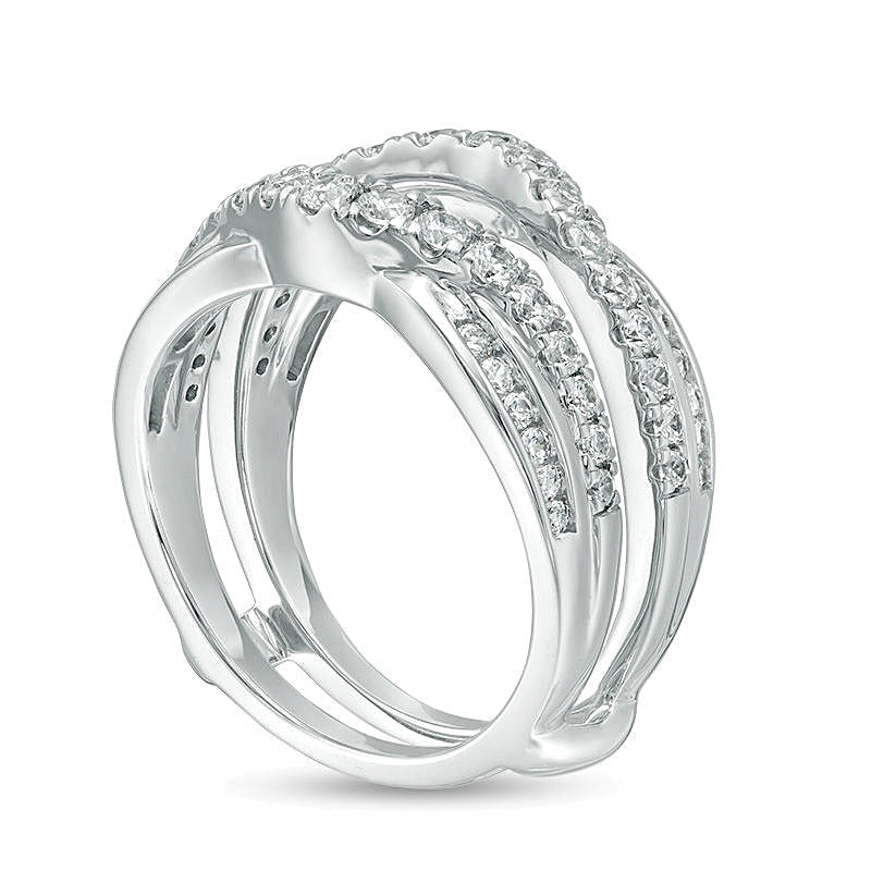 1.0 CT. Gesamtgewicht Diamant Criss-Cross Ring Solitär-Enhancer in 14K Weißgold