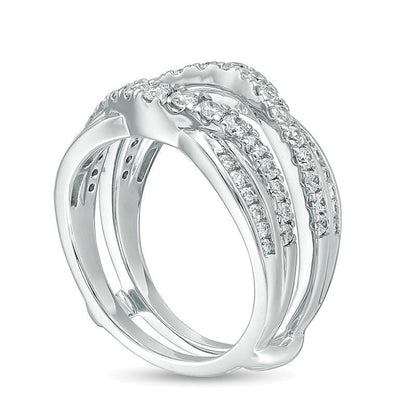 1.0 CT. Gesamtgewicht Diamant Criss-Cross Ring Solitär-Enhancer in 14K Weißgold