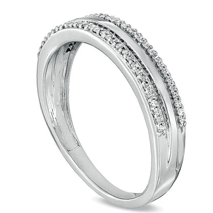 0.2 ct. Gesamtgewicht Diamant-Ehering mit Kante in 10K Weißgold