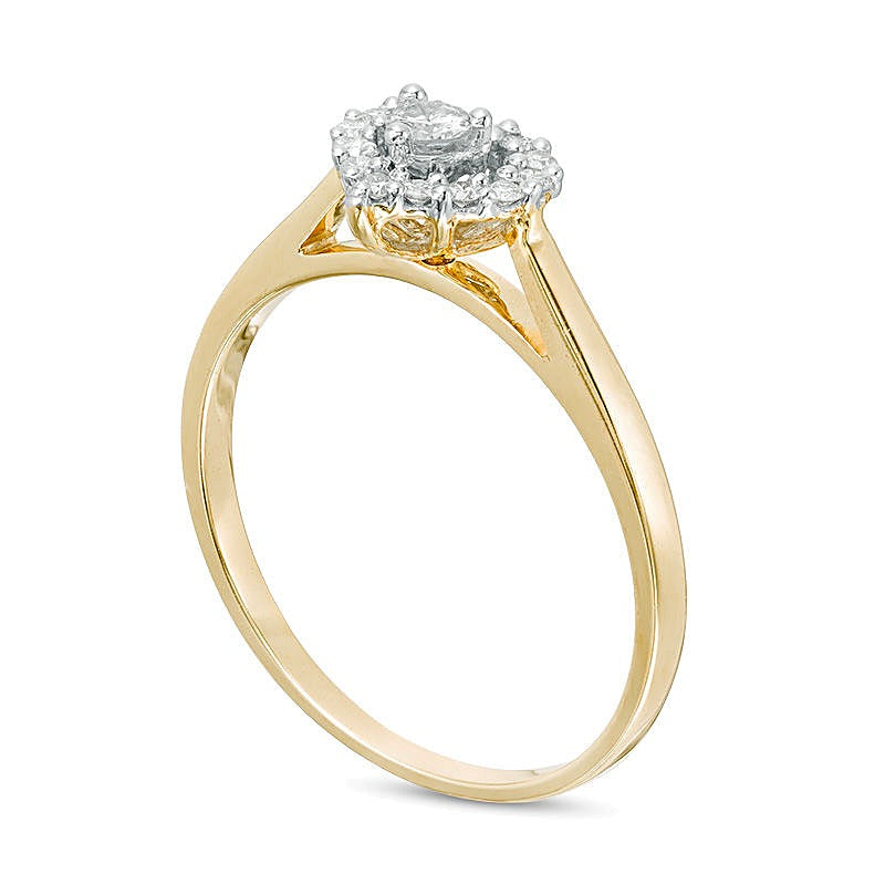 0.2 ct. Gesamtgewicht Diamant-Freundschaftsring mit Herzrahmen in 10K Gelbgold