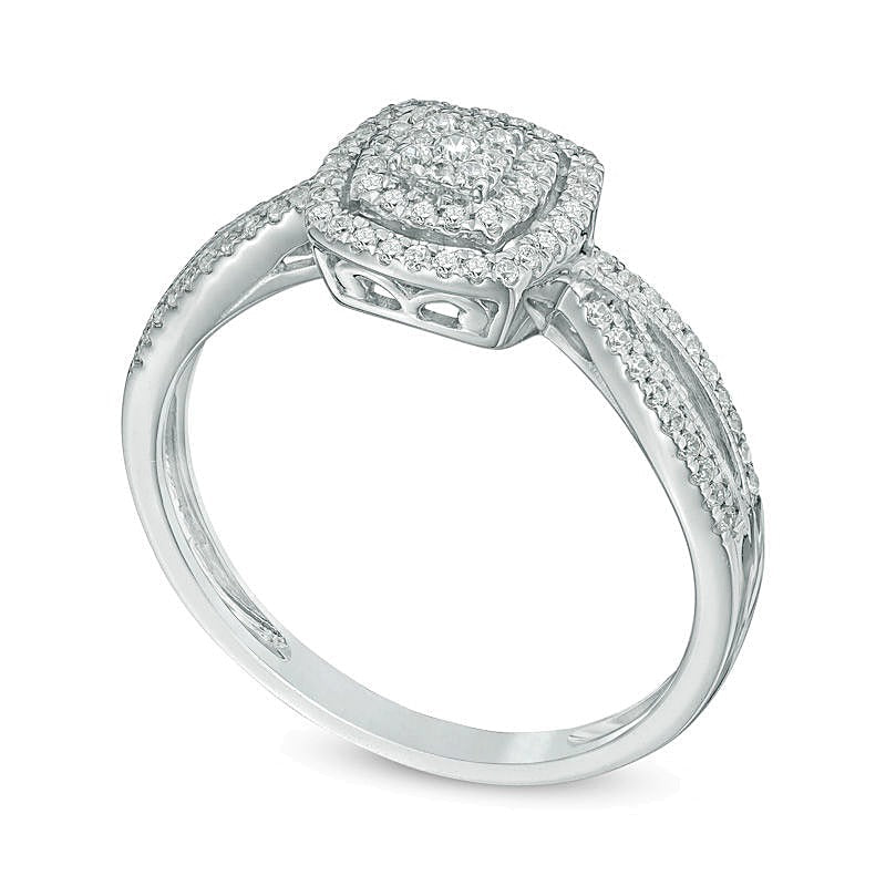 0.2 ct. Gesamtgewicht Komposit-Diamant Freundschaftsring mit Rahmen in 10K Weißgold