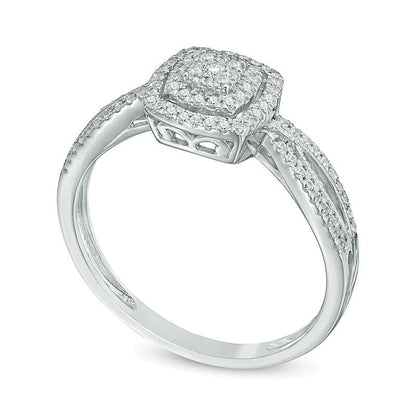 0.2 ct. Gesamtgewicht Komposit-Diamant Freundschaftsring mit Rahmen in 10K Weißgold