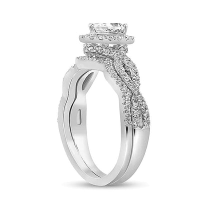 1.0 CT. TW Braut-Set mit tropfenförmigem Diamant und gedrehter Ringschiene in 14K Weißgold (I/I2)