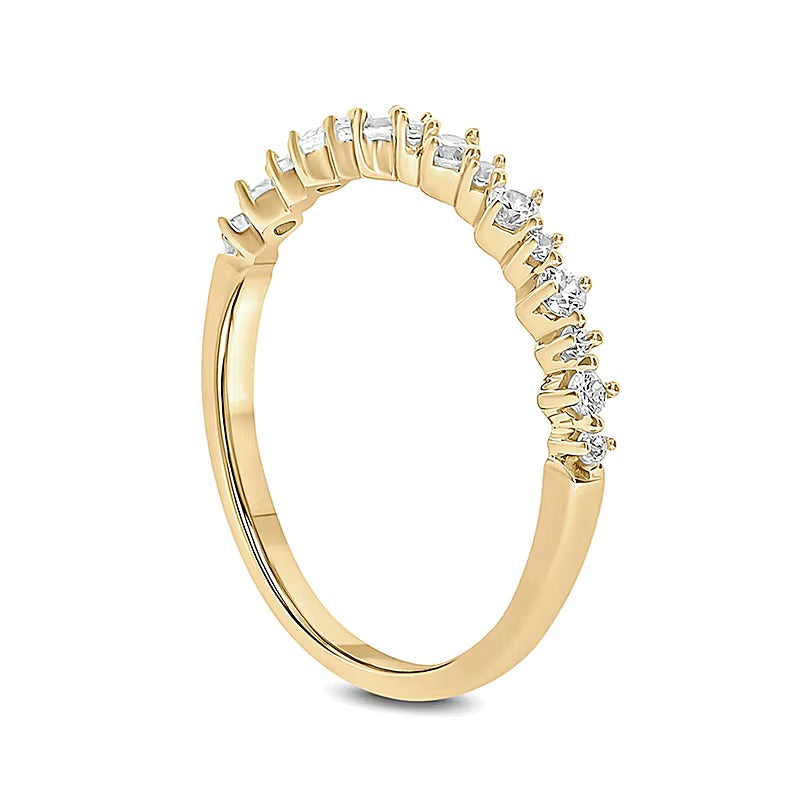 Memoire-Ring zum Stapeln mit runden weißen Diamanten 0.25 ct. Gesamtgewicht in 10K Gelbgold