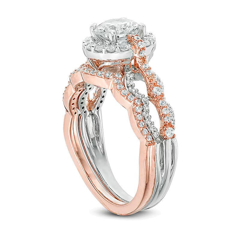 Brautset mit Diamanten 1.5 CT. Gesamtgewicht in 14K Gold zweifarbig (H/SI2)