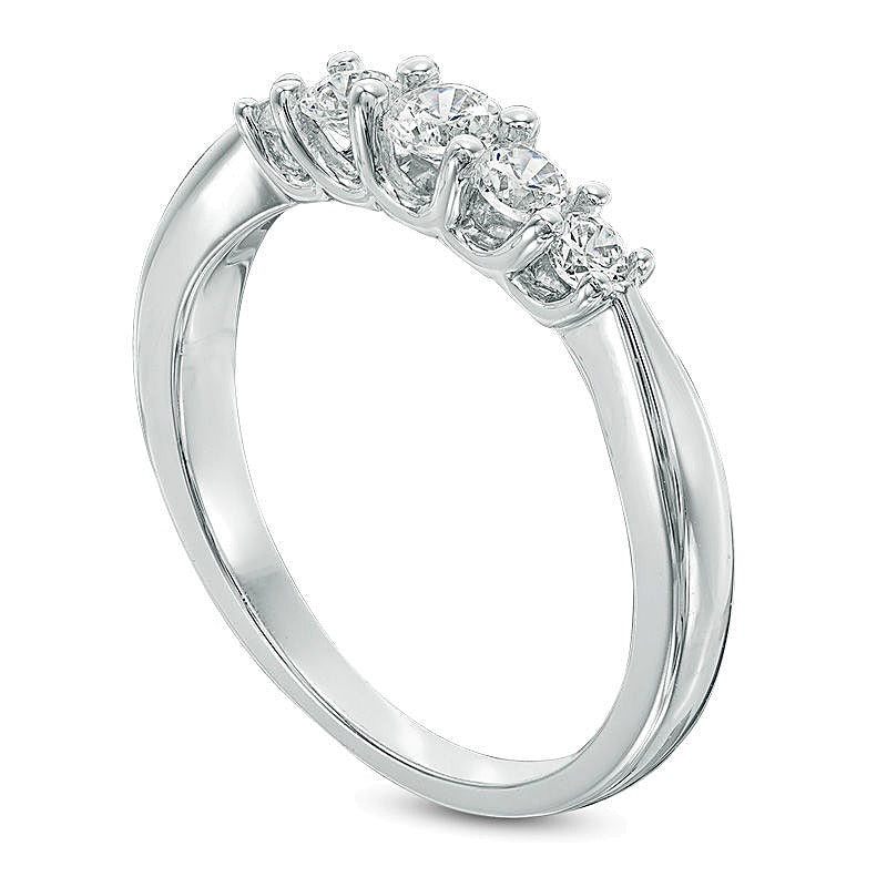 0.5 ct. Gesamtgewicht Diamant Memoire-Ring mit fünf Steinen in 10K Weißgold
