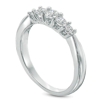 0.5 ct. Gesamtgewicht Diamant Memoire-Ring mit fünf Steinen in 10K Weißgold