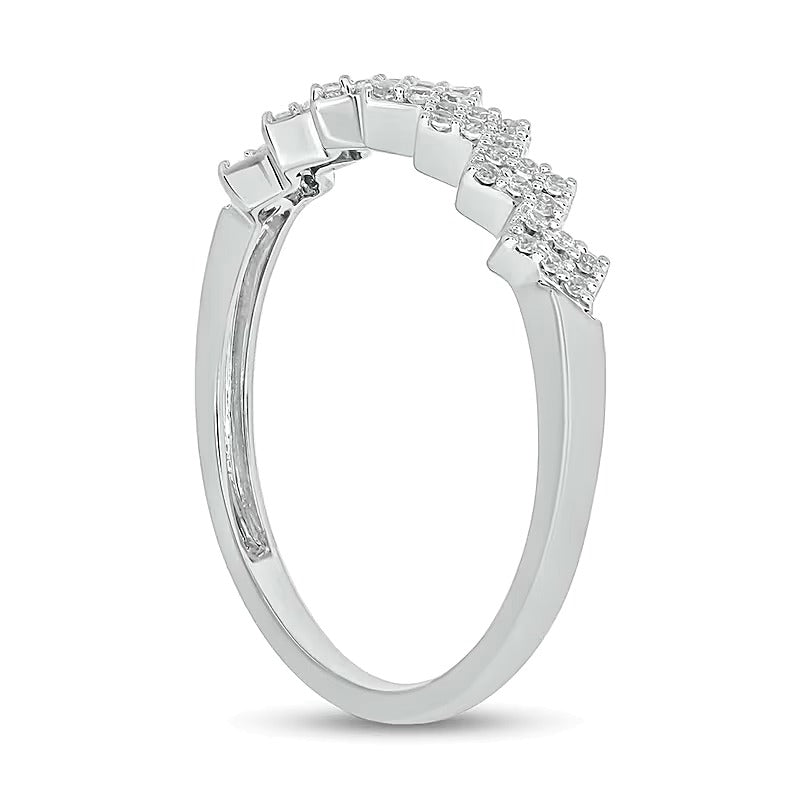 0.17 ct. Gesamtgewicht Diamant Zickzack-Ring zum Stapeln in 10K Weißgold