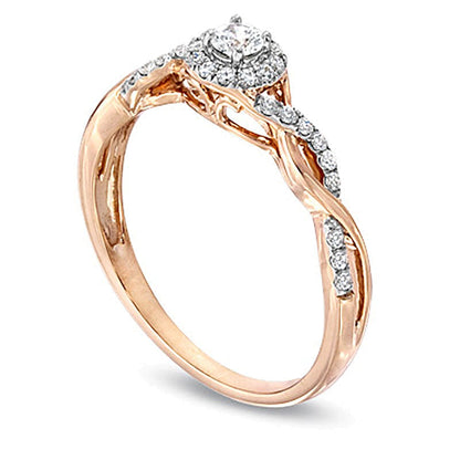 0.25 ct. Gesamtgewicht Diamant Freundschaftsring gewunden in 10K Roségold
