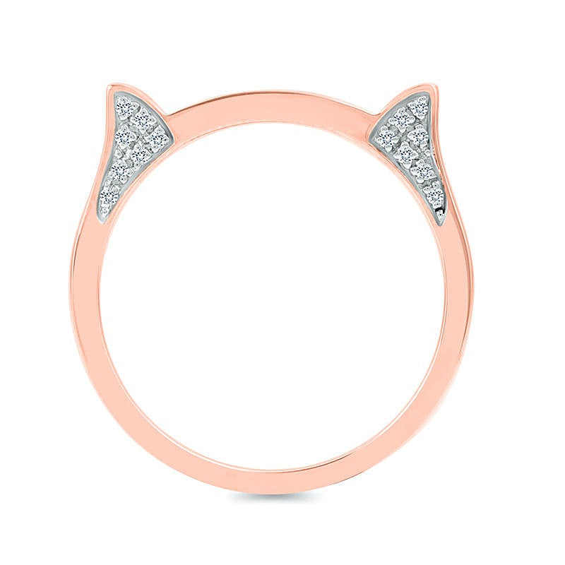 Katzenohren-Ring mit Diamanten 0,1 ct. Gesamtgewicht in 10K Roségold