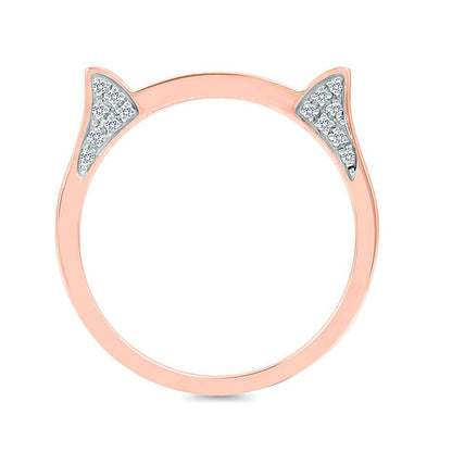 Katzenohren-Ring mit Diamanten 0,1 ct. Gesamtgewicht in 10K Roségold