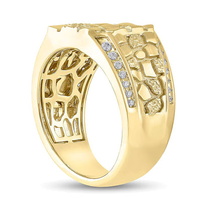 0,25 ct. Gesamtgewicht Diamant Fashion-Ring mit achteckigem Nugget-Design in 10K Gelbgold