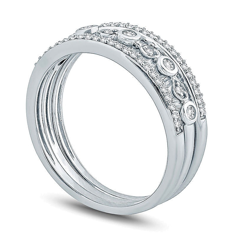 0.25 ct. Gesamtgewicht Diamant Dreiteiliges stapelbares Ring-Set in 10K Weißgold