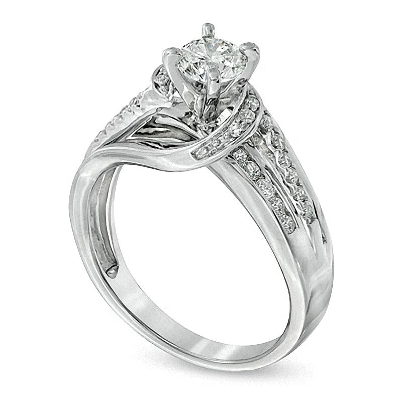0.75 CT. Gesamtgewicht Diamant Verlobungsring mit Swirl-Design in 14K Weißgold
