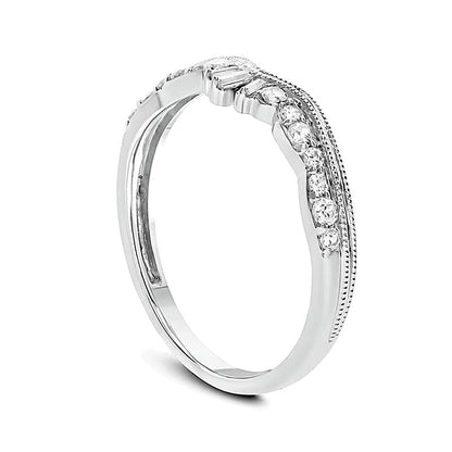 Ehering im Vintage-Stil mit Baguette- und rundem Diamanten in 10K Weißgold, 0,25 ct. Gesamtgewicht