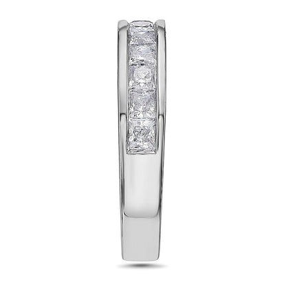 1.5 CT. Gesamtgewicht Ehering mit Diamanten im Princess-Schliff in 14K Weißgold (H/VS2)
