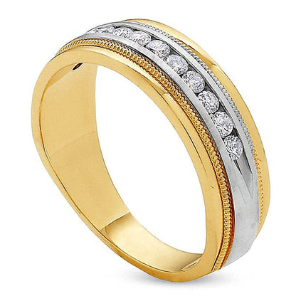0.5 ct. Gesamtgewicht Diamant Ring kanalgefasst mit Milgrain in 14K Bicolor Gold