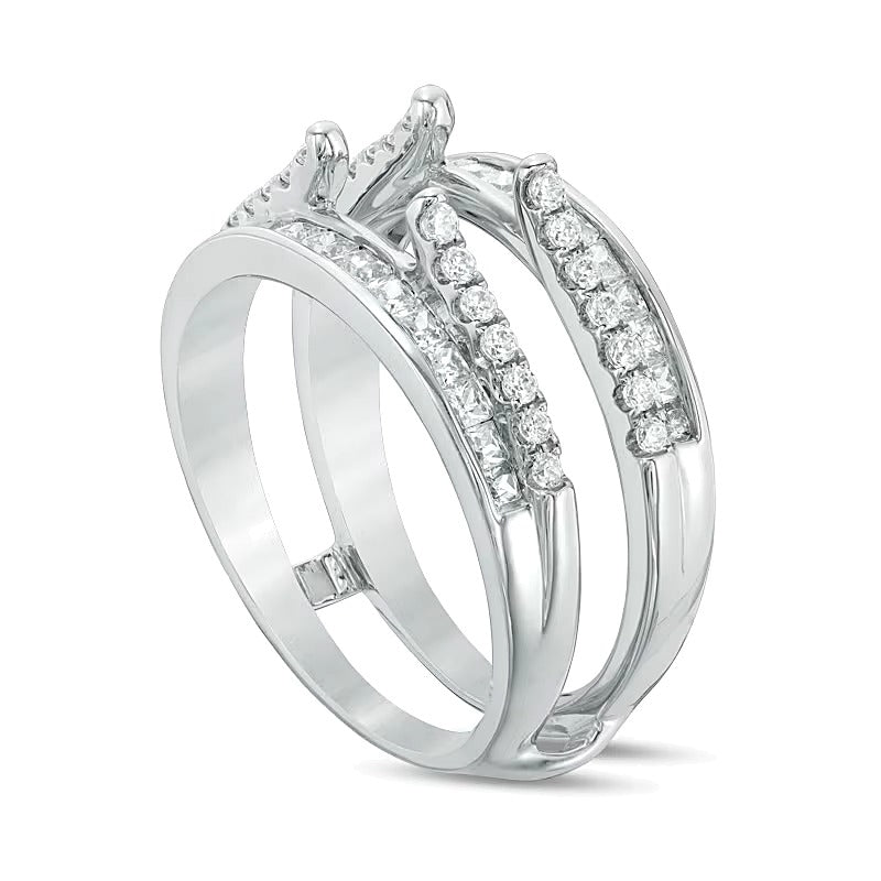 1.0 ct. Gesamtgewicht Diamant Solitär-Enhancer mit Kathedralen-Fassung und Doppelreihe in 14K Weißgold