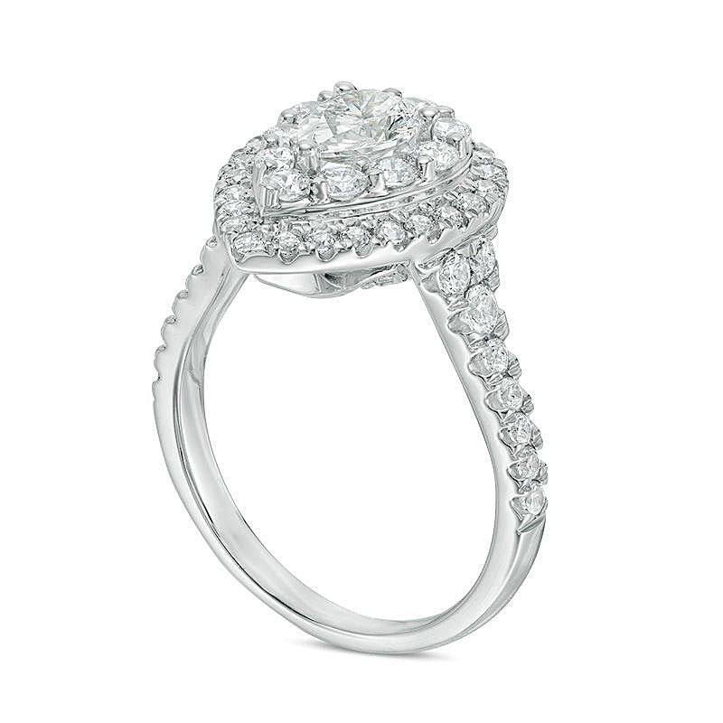 1,75 ct. Gesamtgewicht tropfenförmiger Diamant-Verlobungsring mit Halo in 14K Weißgold (I/SI2)