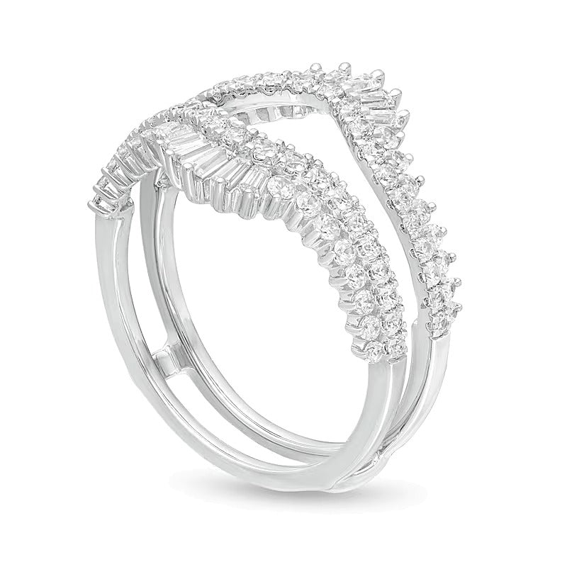 1.0 CT. Gesamtgewicht Diamant-Ring mit doppelreihiger Krone in 14K Weißgold für Damen