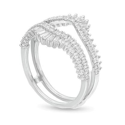 1.0 CT. Gesamtgewicht Diamant-Ring mit doppelreihiger Krone in 14K Weißgold für Damen